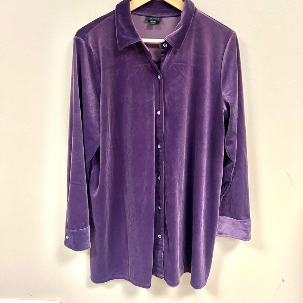 J Jill purple velvet Button-Up Shirt L P